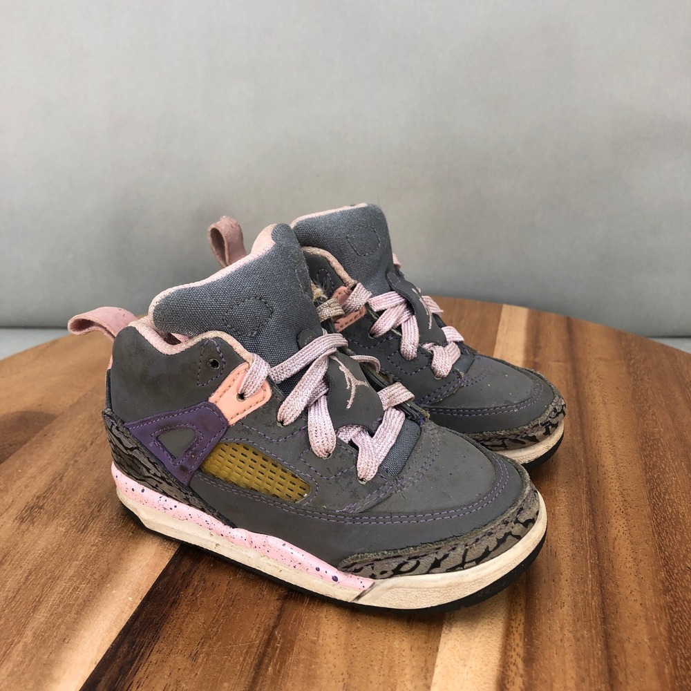 Jordan Spizike Toddler Sneakers Gray Pink Mid Top Shoes Size 7C
